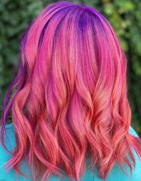 Pink and purple hair color