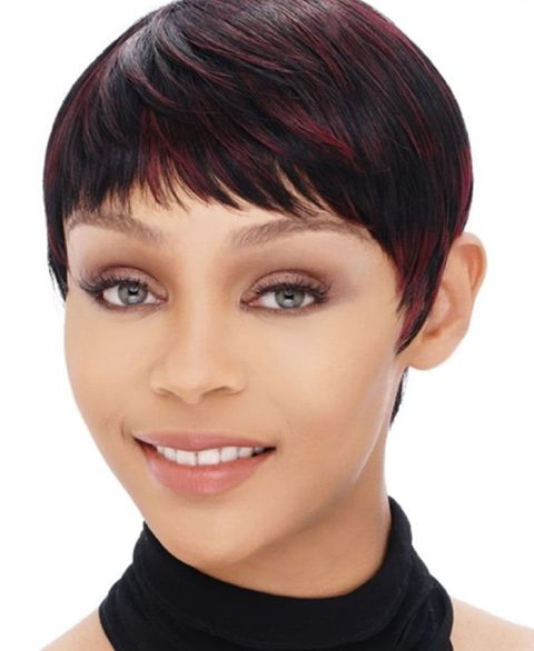 Red balayage pixie hairstyle 2021