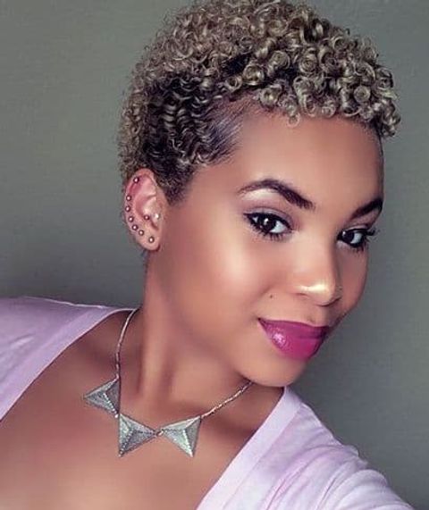 White blonde curly pixie haircuts