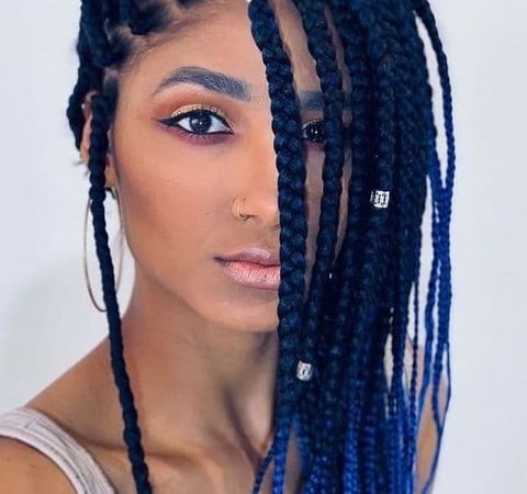Braid dark blue hair color for women in 2021