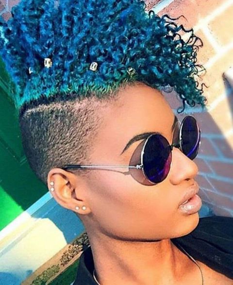 Ombre blue green natural hair