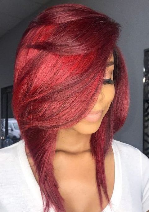 Red bob with layers